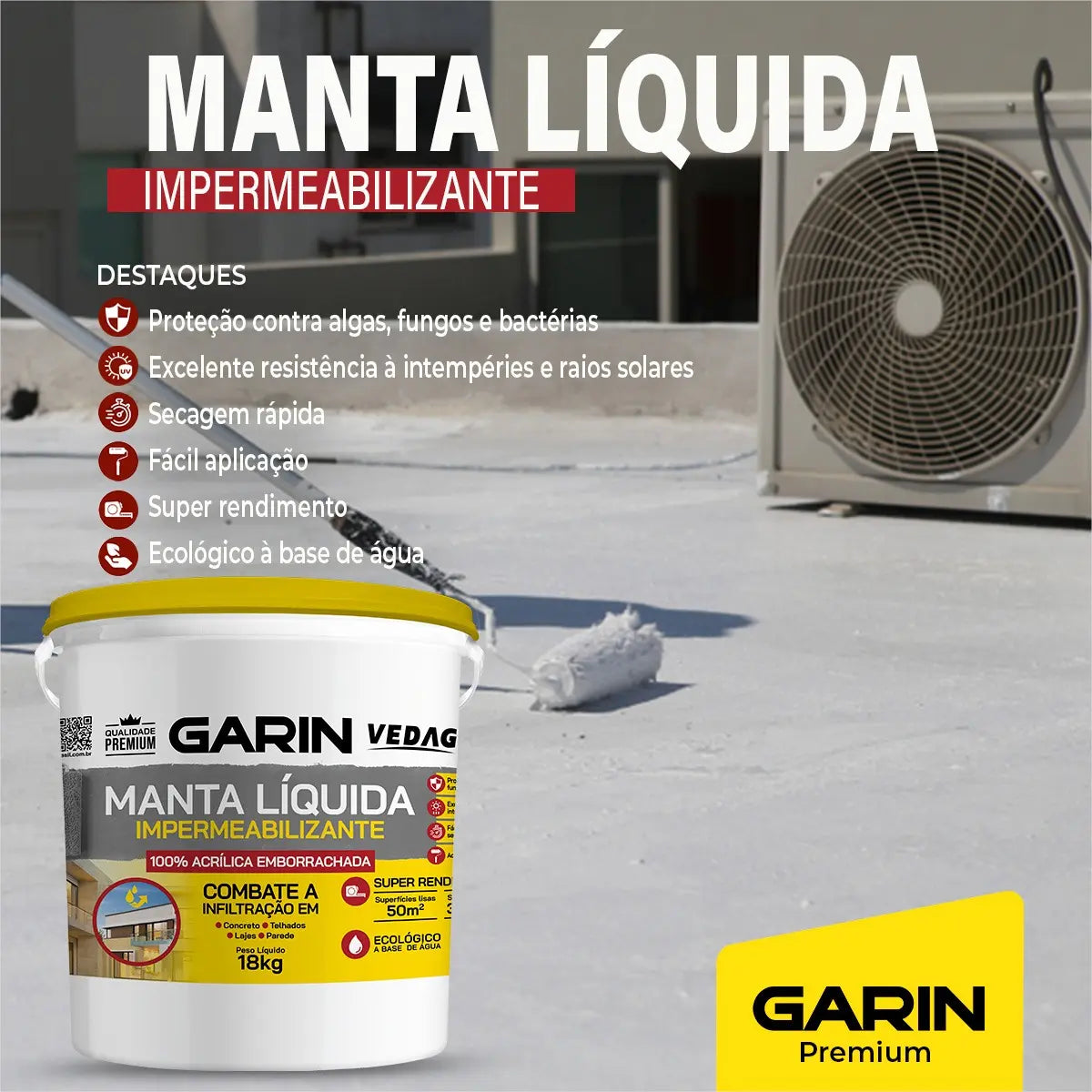 Manta Líquida Impermeabilizante – Proteção Contra Infiltrações para Telhados, Lajes e Paredes